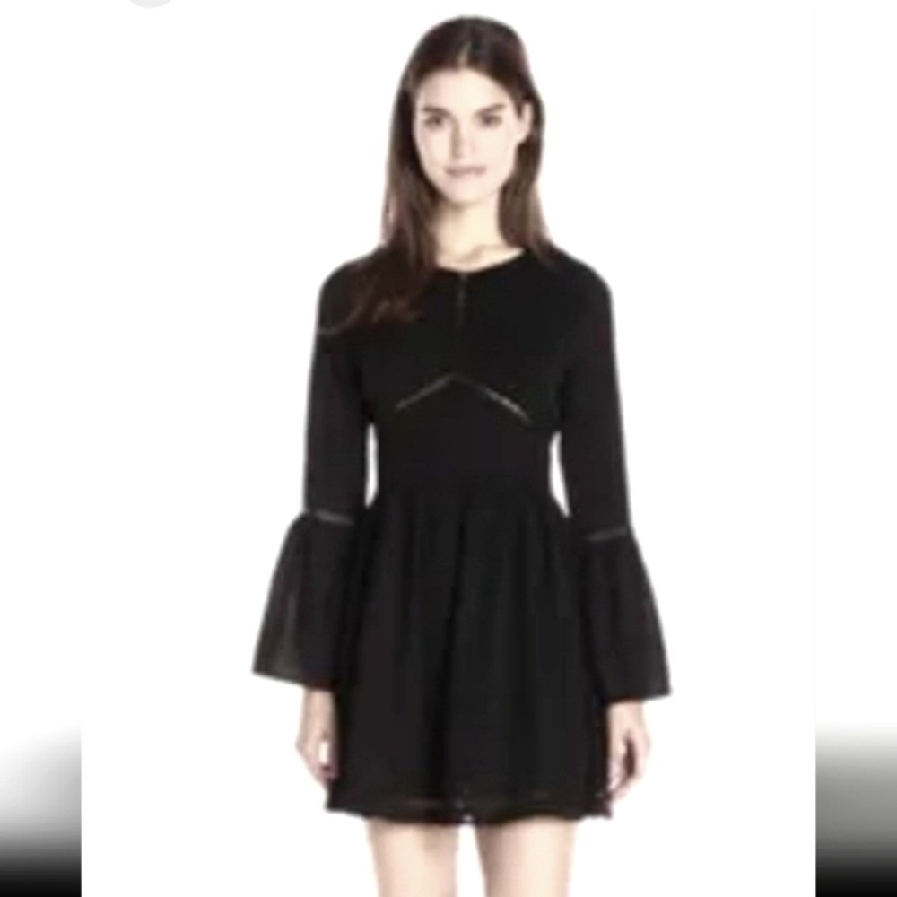 Moon River Women XS Witchy Flare Bell Sleeve Mini Dress Crochet Whimsygoth